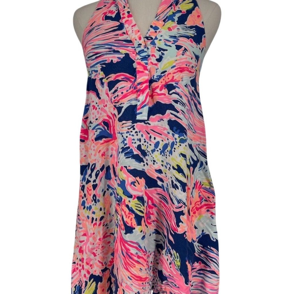Lilly Pulitzer XS Anne Trapeze Dress Blue Indigo Sunken Treasure - Picture 4 of 8